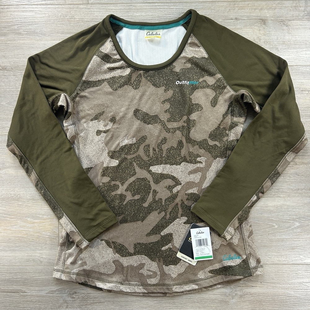NWT Cabela's OutfitHer Shirt Womens L Camo Long‎ Sleeve Gorpcore Hunting Outdoor